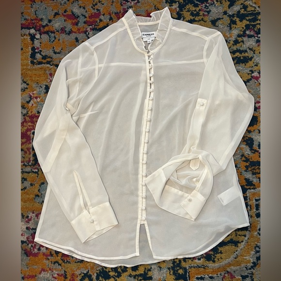 Express Tops - Express Portofino Slim Sheer Blouse